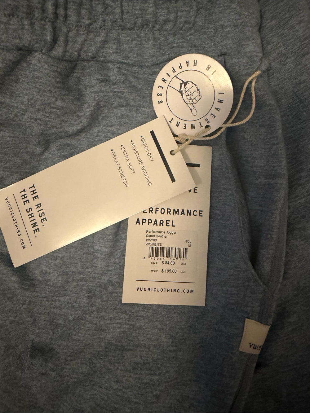 Vuori Women’s Light Heather Blue Jogger Sweatpants - Picture 3 of 4